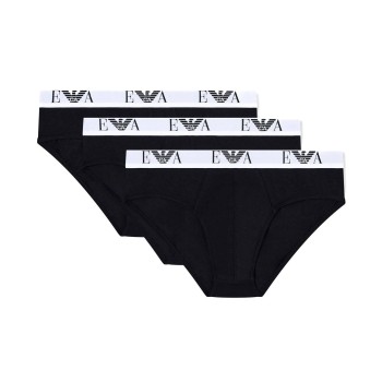 Emporio Armani Armani Stretch Jersey Briefs With Logo 3P Sort bomuld X-Large Herre
