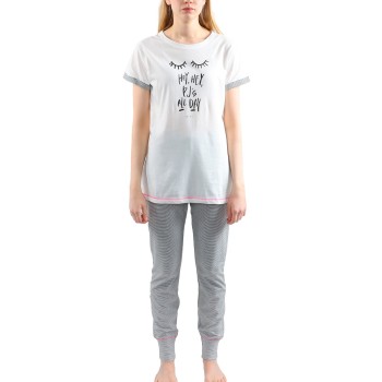 Esprit Anna Pyjamas Set Sort/Hvid bomuld 40 Dame