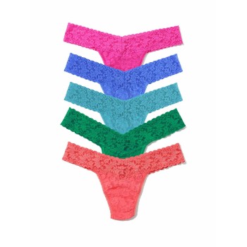 Hanky Panky Trusser 5P Signature Lace Low Rise Thong Blå/Grøn nylon One Size Dame