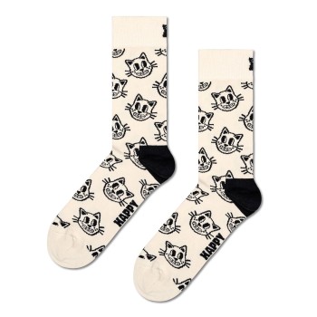 Happy socks Strømper Cat Sock Hvid/Sort Str 41/46