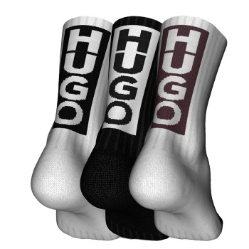 HUGO Strømper 3P Back Label Socks Hvid/Sort Str 39/42