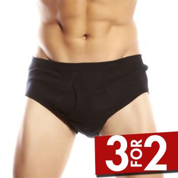 JBS Basic Fly Brief Sort bomuld XX-Large Herre