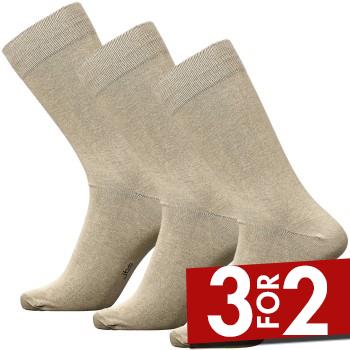 JBS Strømper 3P Socks Beige Str 40/47 Herre