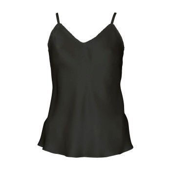 Lady Avenue Pure Silk Camisole With Cording Sort silke Large Dame