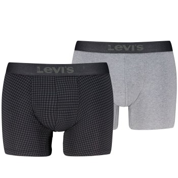 Levis 2P Boxer Briefs Cotton Check Sort/Grå bomuld Large Herre