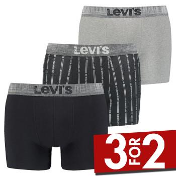 Levis 3P Boxer Giftbox Sort/Grå bomuld Large Herre