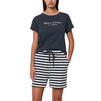 Marc O’Polo Marc O Polo Lounge Short Pyjama Set Hvid/Marine bomuld Large Dame