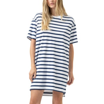 Mey Breezy Stripes Short Sleeve Sleepshirt Hvid/Marine bomuld Large Dame