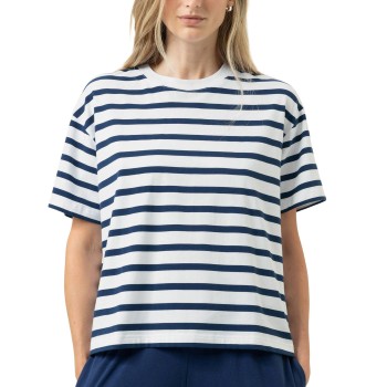 Mey Breezy Stripes T-Shirt Hvid/Marine bomuld X-Small Dame