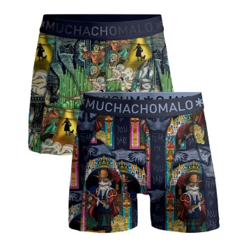 Muchachomalo 2P Puss Boots Wizard Oz Boxer Flerfarvet bomuld Medium Herre
