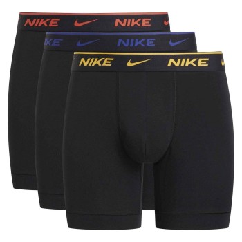 Nike 3P Everyday Essentials Cotton Stretch Boxer Sort/Gul bomuld Large Herre