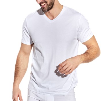 Panos Emporio Bamboo V-neck Tee Hvid Medium Herre