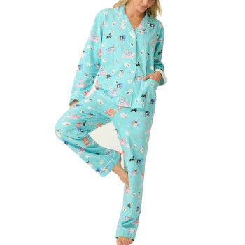 PJ Salvage Long Sleeve Flannel Pyjama Turkis Mønster bomuld Medium Dame