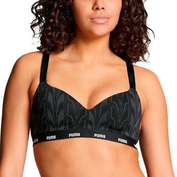 Puma BH Printed Padded Top Sort bomuld Large Dame