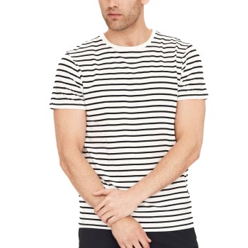 Resteröds Bamboo Crew Neck Sort stribet Small Herre