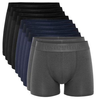 Resteröds 10P Gunnar Bamboo Boxer Brief Grå/Blå Medium Herre