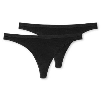 Schiesser Trusser 2P 95-5 Organic Cotton Thongs Sort økologisk bomuld X-Large Dame
