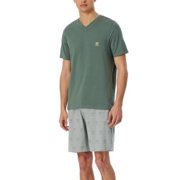 Schiesser 95-5 Short Pyjama V-neck Khaki bomuld Small Herre