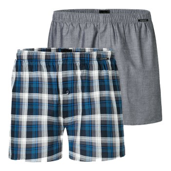 Schiesser 2P Boxershorts multipack Grå/Blå bomuld 4XL Herre