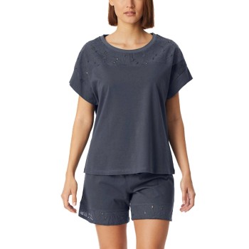 Schiesser Casual Nightwear Short Pyjama Set Mørkgrå  bomuld 46 Dame