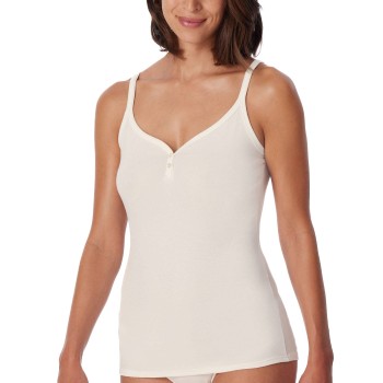 Schiesser Fine Rib Spaghetti Top Champagne bomuld Large Dame
