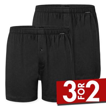Schiesser 2P Long Boxershorts Sort bomuld 6XL Herre