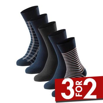 Schiesser Strømper 5P Men Blue Bird Socks Sort/Blå Str 43/46 Herre