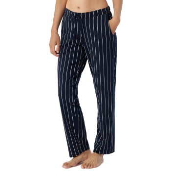 Schiesser Mix and Relax Jersey Long Lounge Pants Marine Stribet bomuld 42 Dame