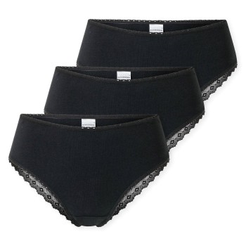 Schiesser Trusser 3P Modern Brazillian Slips Sort bomuld 46 Dame