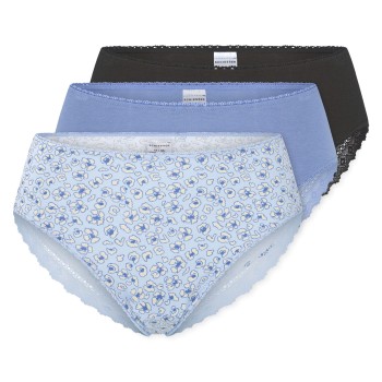Schiesser Trusser 3P Modern Brazillian Slips Sort/Blå bomuld 46 Dame