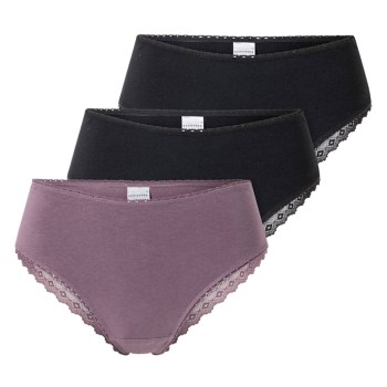 Schiesser Trusser 3P Modern Brazillian Slips Violet/Sort bomuld 46 Dame