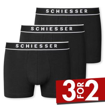 Schiesser 3P Organic Cotton Boxer Briefs 3XL-4XL Sort bomuld 3XL Herre