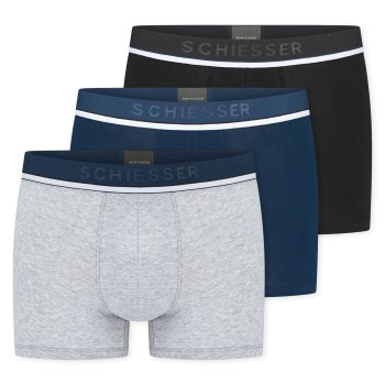 Schiesser 3P Organic Cotton Woven Boxer Brief Mørkblå bomuld Small Herre