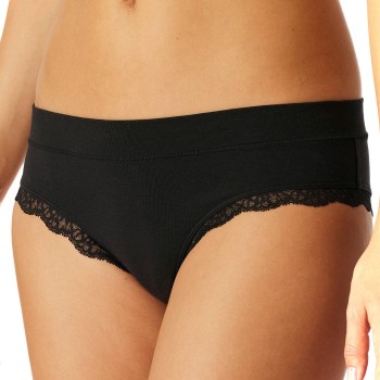 Schiesser Trusser Unique Cotton Lace Brazilian Brief Sort bomuld 3XL Dame