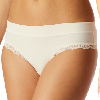 Schiesser Trusser Unique Cotton Lace Brazilian Brief Creme bomuld 36 Dame