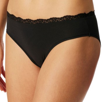 Schiesser Trusser Unique Cotton Rio Brief With Lace Sort bomuld 40 Dame