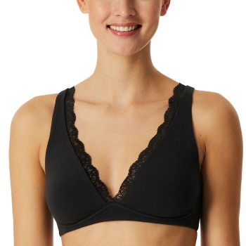 Schiesser BH Unique Cotton Soft Bra With Lace Sort bomuld C 85 Dame