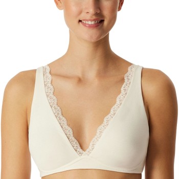 Schiesser BH Unique Cotton Soft Bra With Lace Creme bomuld C 85 Dame