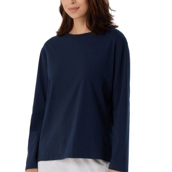 Schiesser Women Mix and Relax Long Sleeved Shirt Mørkblå bomuld 36 Dame