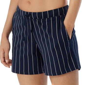 Schiesser Women Mix and Relax Shorts Marine Stribet bomuld 34 Dame