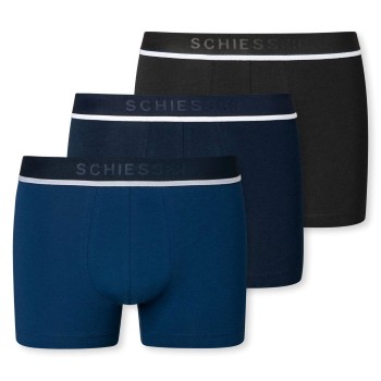 Schiesser 3P Woven Boxer Brief 3XL- 4XL Sort/Blå bomuld 3XL Herre