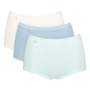 Sloggi Trusser 3P Basic Plus Maxi Colored Hvid/Lyseblå bomuld 46 Dame
