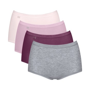 Sloggi Trusser 4P Basic Plus Maxi Panty Rosa/Grå bomuld 46 Dame