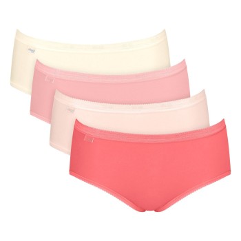 Sloggi Trusser 4P Basic Plus Midi Color Rød/Rosa bomuld 42 Dame