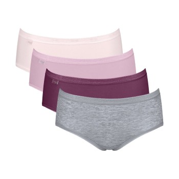 Sloggi Trusser 4P Basic Plus Midi Color Rosa/Grå bomuld 38 Dame