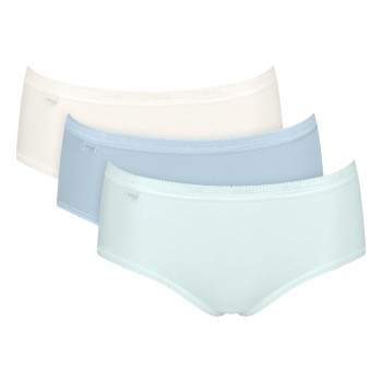 Sloggi Trusser 3P Basic Plus Midi Colored Hvid/Lyseblå bomuld 42 Dame