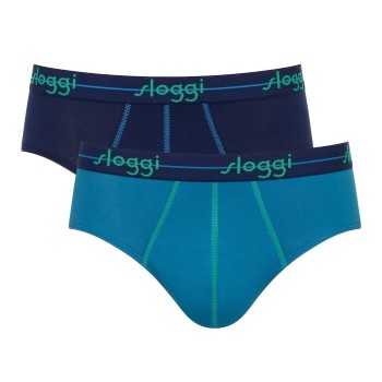 Sloggi 2P For Men Start Midi Blå bomuld Large Herre