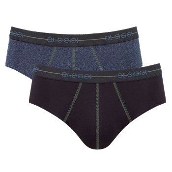 Sloggi 2P For Men Start Midi Sort/Blå bomuld Small Herre