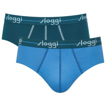 Sloggi 2P For Men Start Midi Blå/Lyseblå bomuld Small Herre