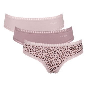 Sloggi Trusser 3P GO Crush Hipster Briefs Sand/rosa bomuld X-Small Dame